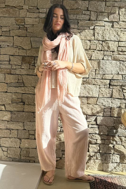 Suri Cushion Cotton Relaxed Tuck Barrel Pant Rose /10=