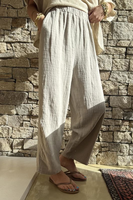 Suri Cushion Cotton Barrel Pant Stone
