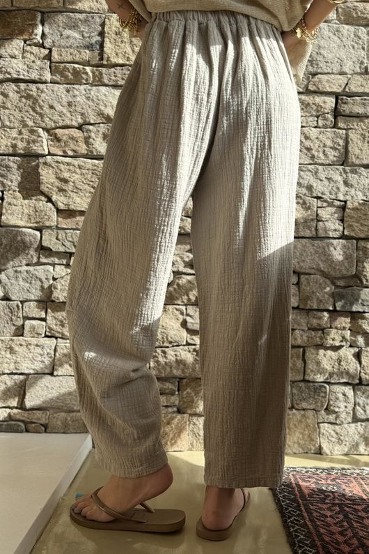 Suri Cushion Cotton Barrel Pant Stone