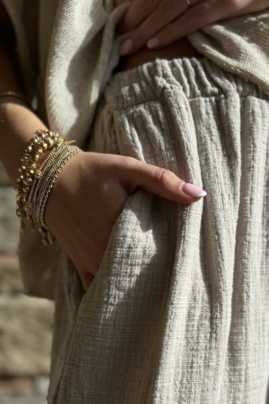 Suri Cushion Cotton Barrel Pant Stone