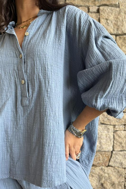 Annie Cushion Cotton Laurie Blouse Denim 