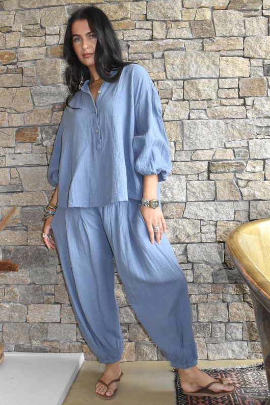 Annie Cushion Cotton Laurie Blouse Denim 