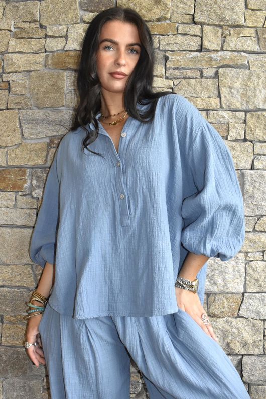Annie Cushion Cotton Laurie Blouse Denim 
