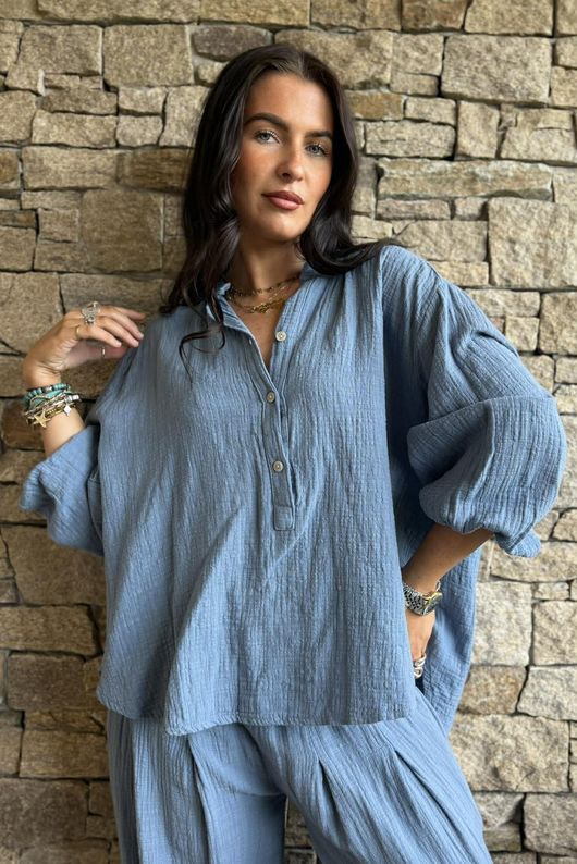 Annie Cushion Cotton Laurie Blouse Denim 