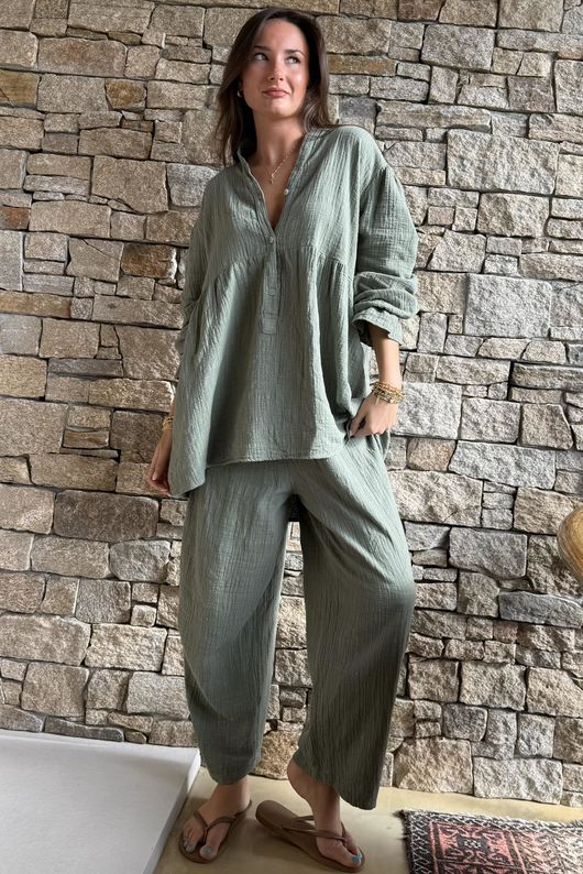 Suri Cushion Cotton Top Khaki