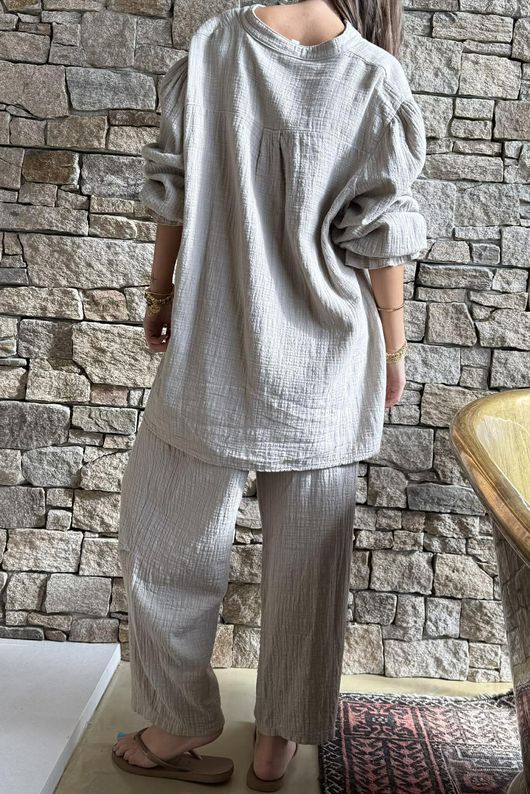 Suri Cushion Cotton Nero Peasant Smock Stone