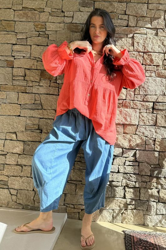 Suri Cushion Cotton Nero Peasant Smock Watermelon /17=