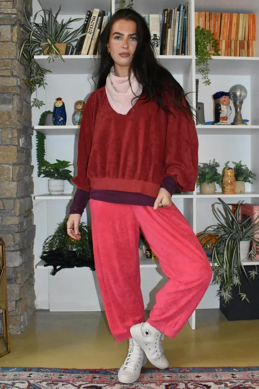 Terry B Lantern Sleeve Sweatshirt Burgundy
