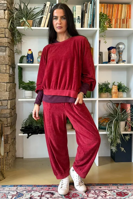 Terry B Lantern Sleeve Sweatshirt Burgundy