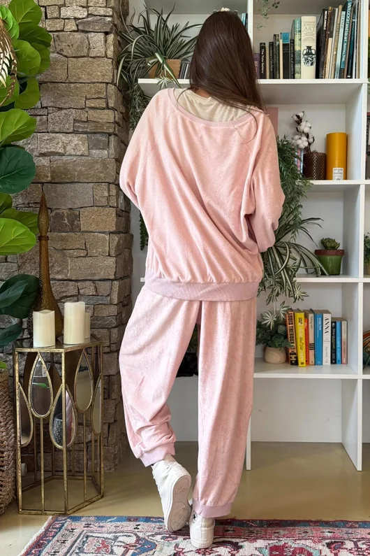 Terry B Lantern Sleeve Sweatshirt Dusky Rose
