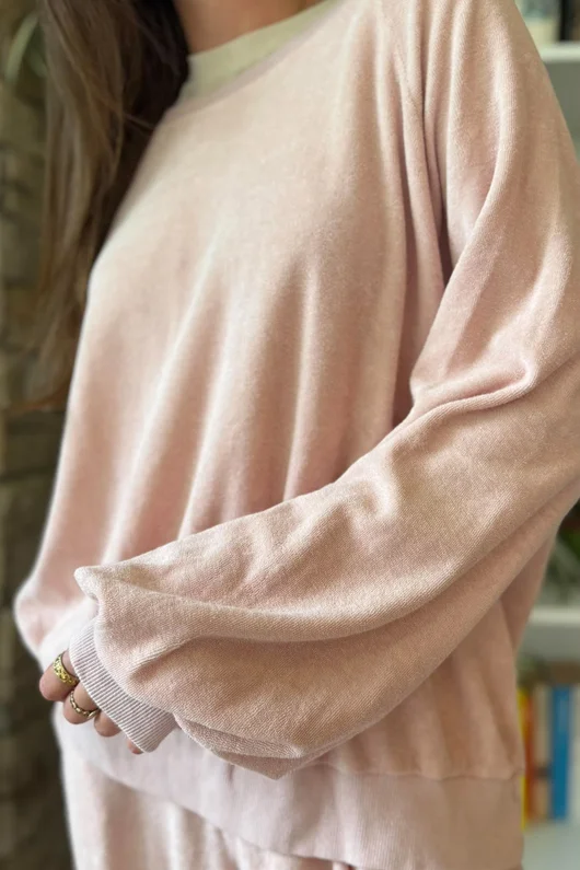 Terry B Lantern Sleeve Sweatshirt Dusky Rose