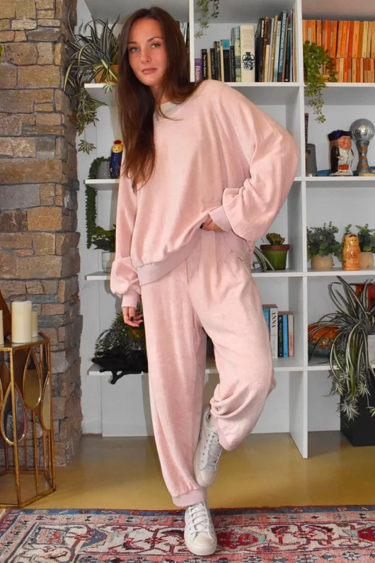 Terry B Lantern Sleeve Sweatshirt Dusky Rose