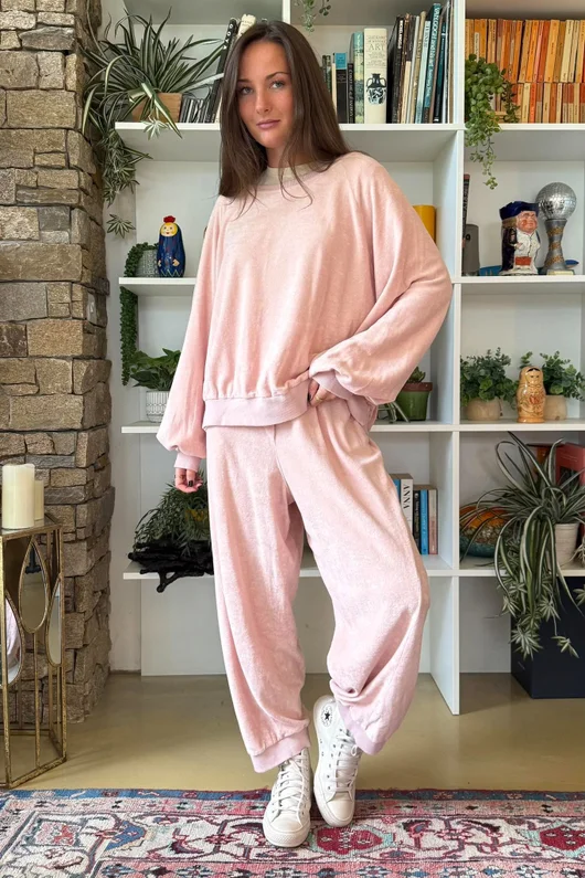 Terry B Lantern Sleeve Sweatshirt Dusky Rose