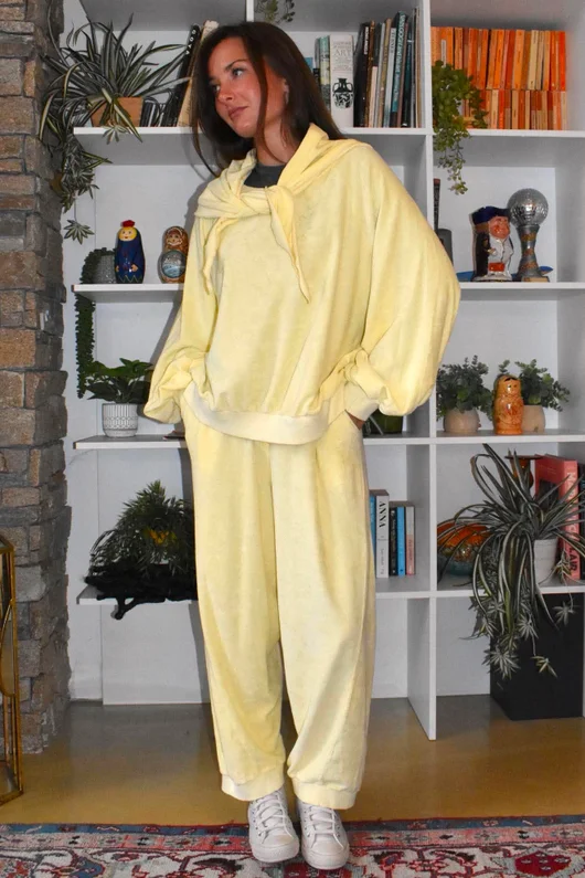 Terry B Lantern Sleeve Sweatshirt Lemon