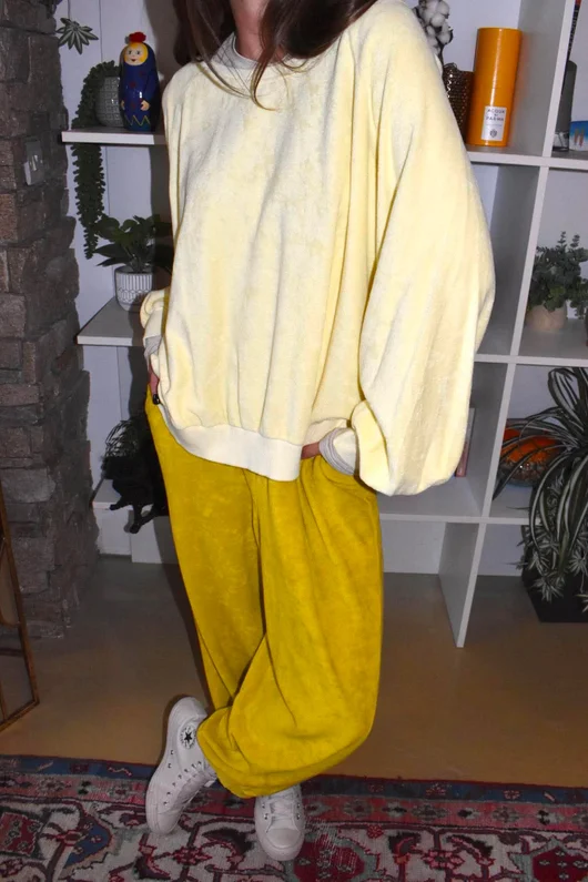 Terry B Lantern Sleeve Sweatshirt Lemon