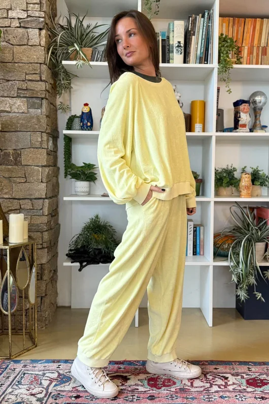 Terry B Lantern Sleeve Sweatshirt Lemon