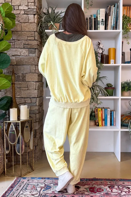 Terry B Lantern Sleeve Sweatshirt Lemon
