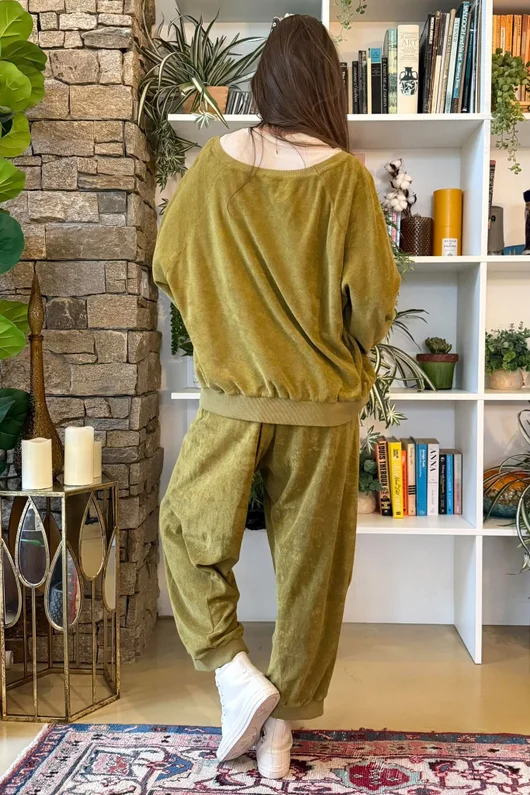 Terry B Lantern Sleeve Sweatshirt Mucky Olive