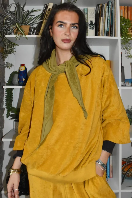Terry B Lantern Sleeve Sweatshirt Mustard