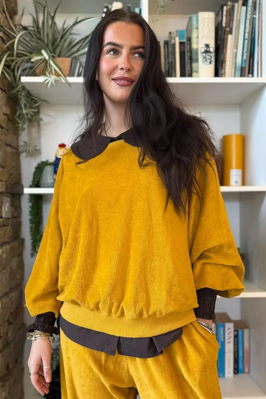 Terry B Lantern Sleeve Sweatshirt Mustard