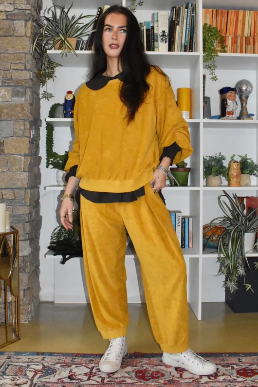 Terry B Lantern Sleeve Sweatshirt Mustard