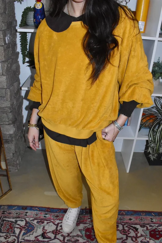 Terry B Lantern Sleeve Sweatshirt Mustard