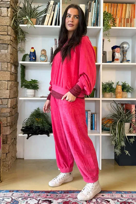 Terry B Lantern Sleeve Sweatshirt Raspberry