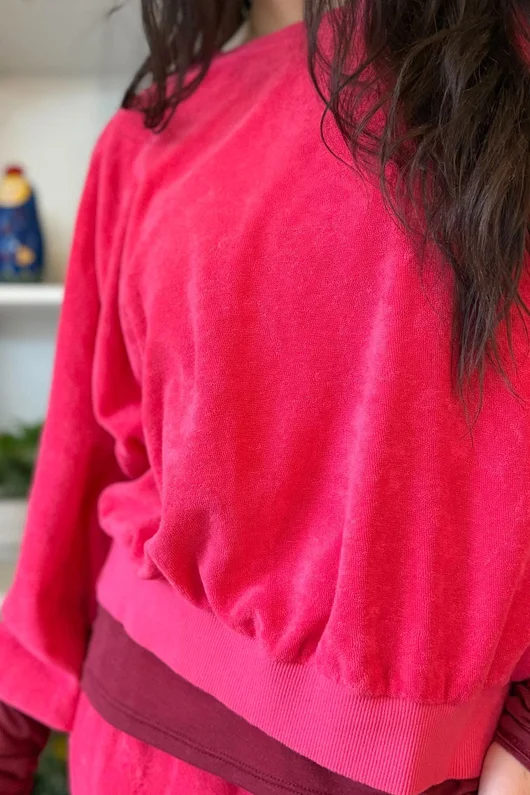 Terry B Lantern Sleeve Sweatshirt Raspberry