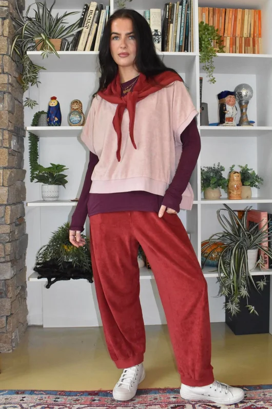 Terry B Relaxed Tapered Jogger Burgundy