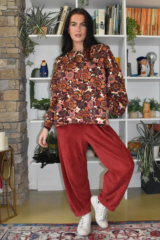 Terry B Relaxed Tapered Jogger Burgundy
