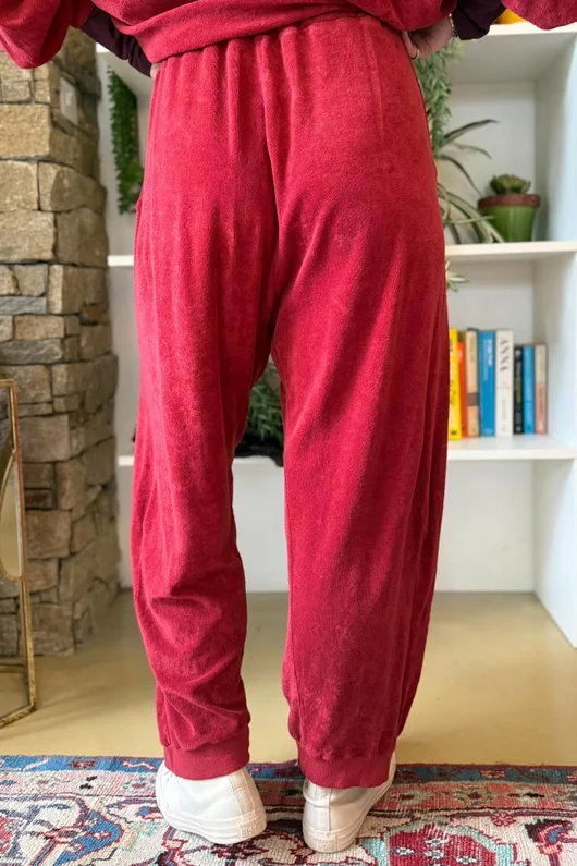 Terry B Relaxed Tapered Jogger Burgundy