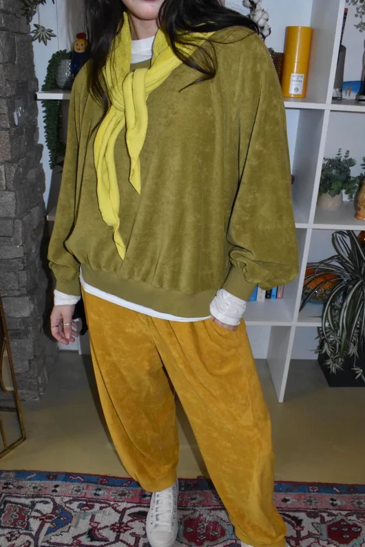 Terry B Relaxed Tapered Jogger Mustard