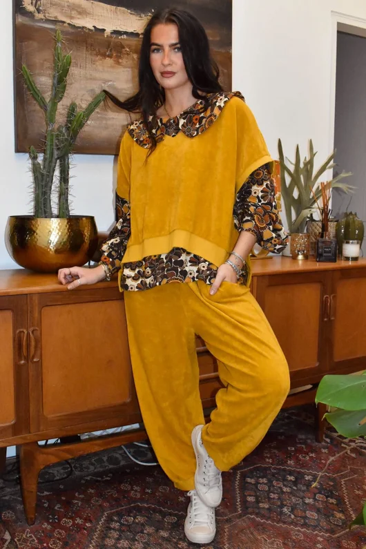 Terry B Relaxed Tapered Jogger Mustard