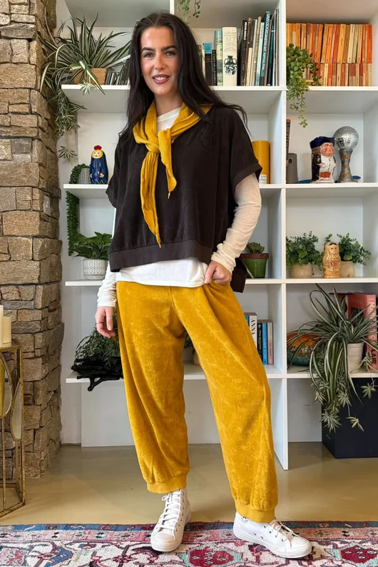Terry B Relaxed Tapered Jogger Mustard