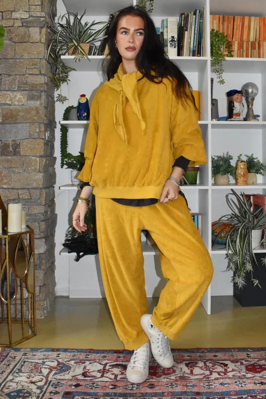 Terry B Relaxed Tapered Jogger Mustard
