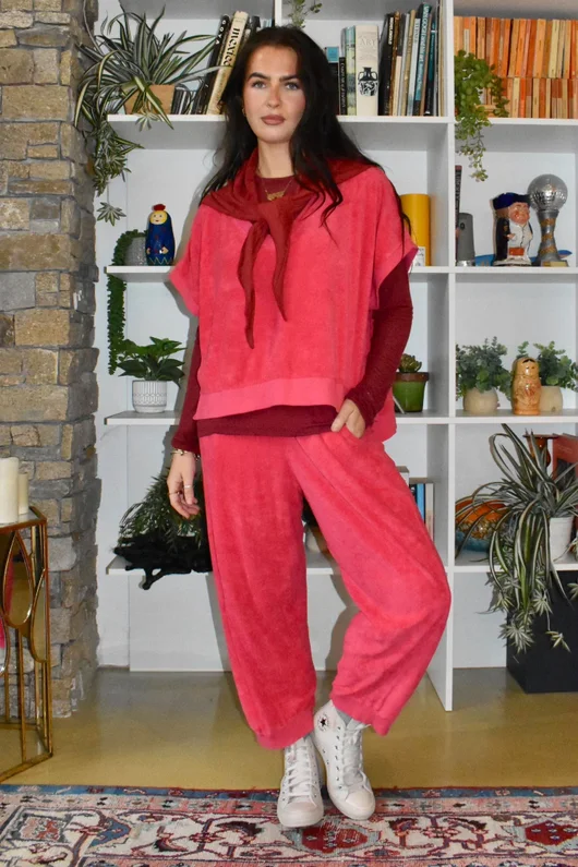Terry B Relaxed Tapered Jogger Raspberry
