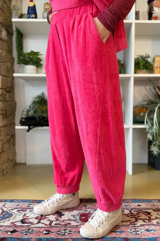 Terry B Relaxed Tapered Jogger Raspberry