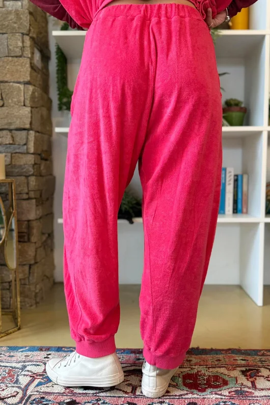 Terry B Relaxed Tapered Jogger Raspberry
