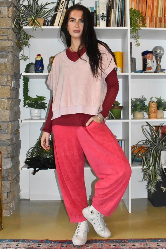 Terry B Relaxed Tapered Jogger Raspberry