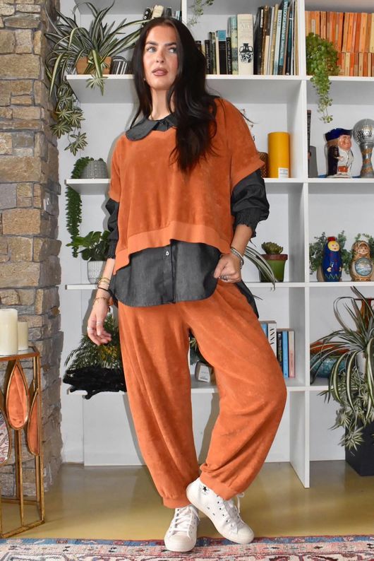 Terry B Relaxed Tapered Jogger Russet