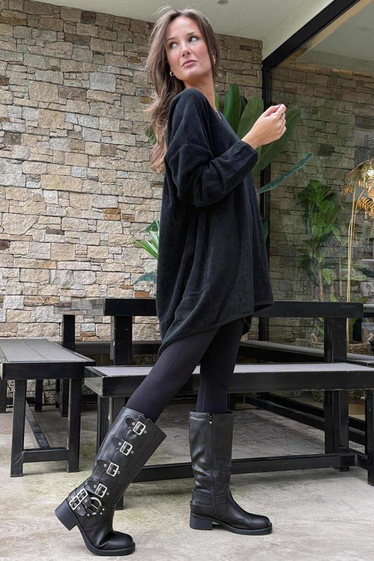 Terry B Scoop Dip Back Top Black /13 =