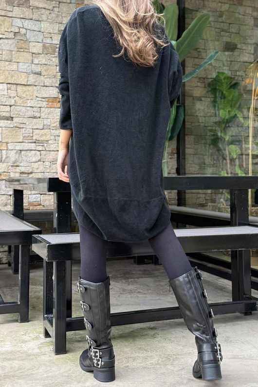 Terry B Scoop Dip Back Top Black /13 =