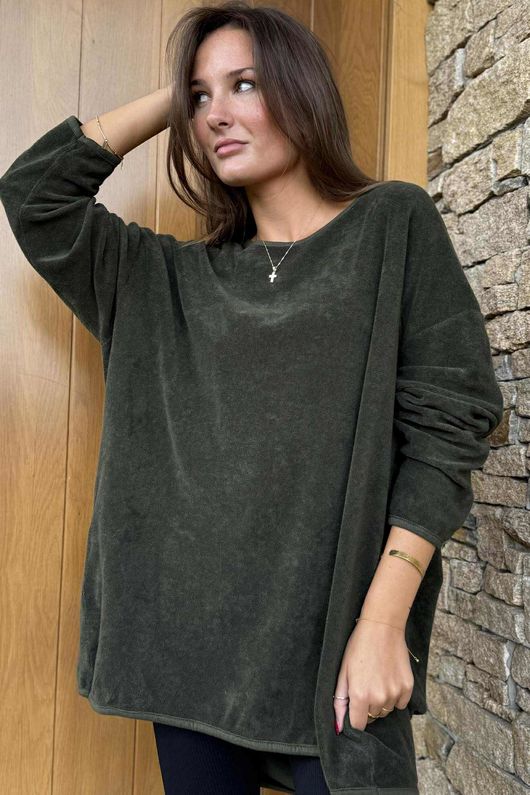 Terry B Scoop Dip Back Top Deep Moss /8 =