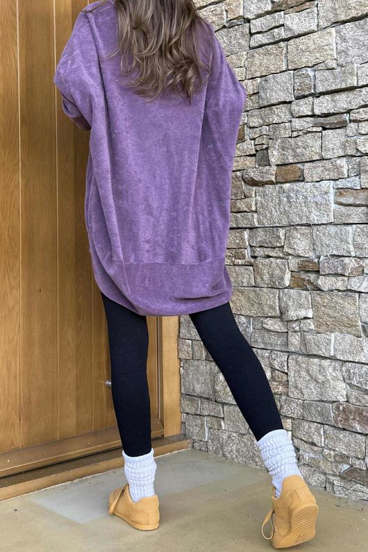 Terry B Scoop Dip Back Top Dewberry
