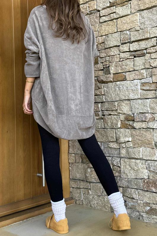 Terry B Scoop Dip Back Top Mocha