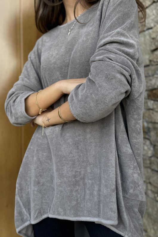 Terry B Scoop Dip Back Top Mocha