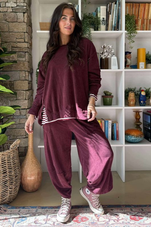 Terry Lite Chill Sweatshirt Burgundy