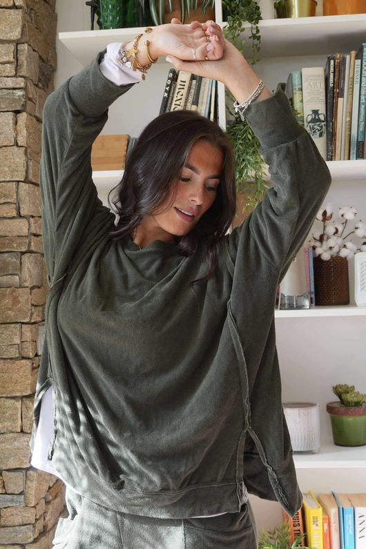 Terry Lite Chill Sweatshirt Khaki /8=