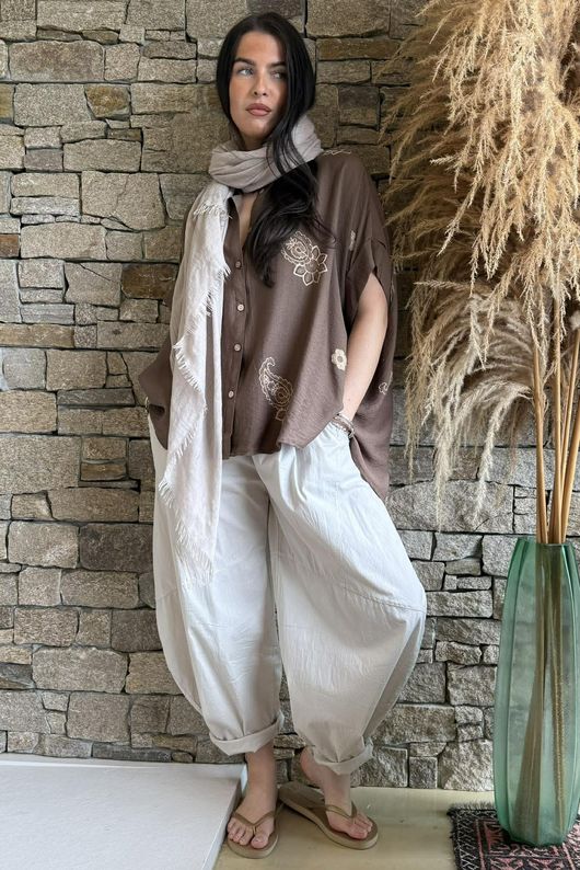 The Beach Front Paisley Shirt Chocolate /16=