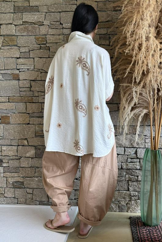 The Beach Front Paisley Shirt White /46=